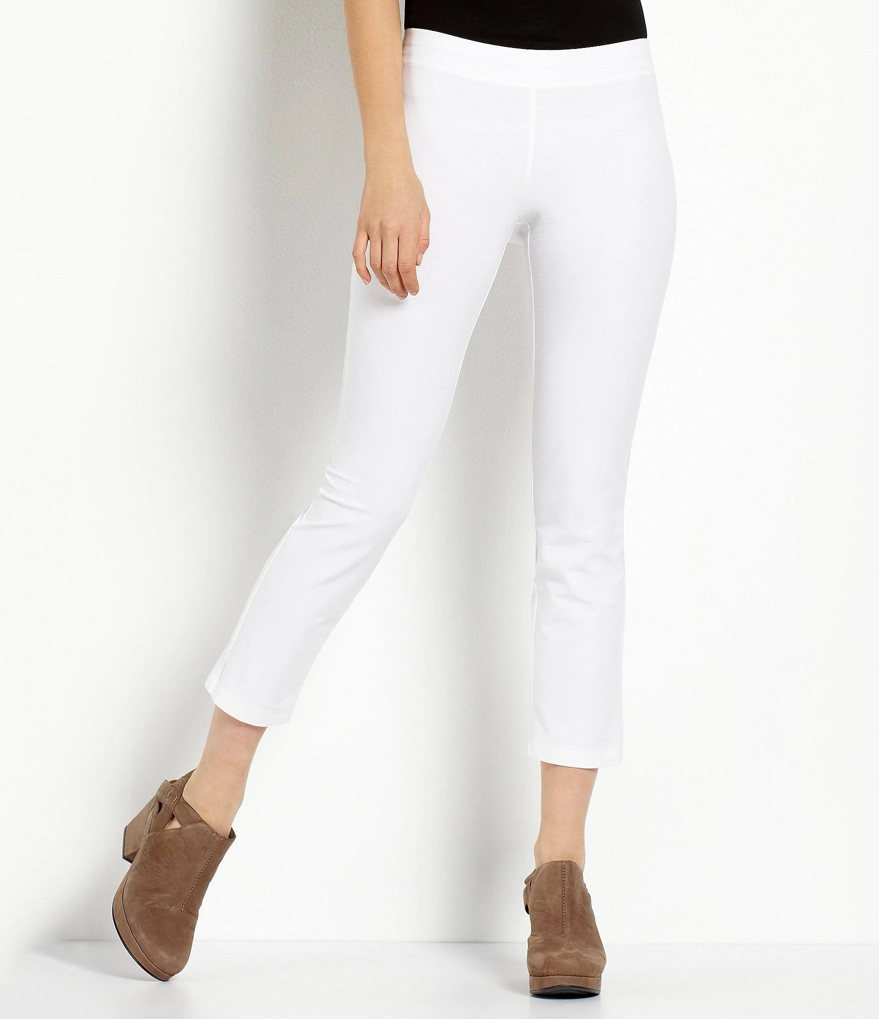 Eileen Fisher White System Stretch Crepe Slim Ankle Pant
