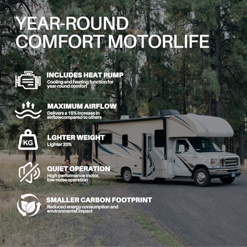Camper 12V Rooftop AC Unit RV Air Conditioner Heater Combo, 12 Volt A/C Unit Low-Noise, Heating & Cooling for Car, Truck, Trailer, Boat