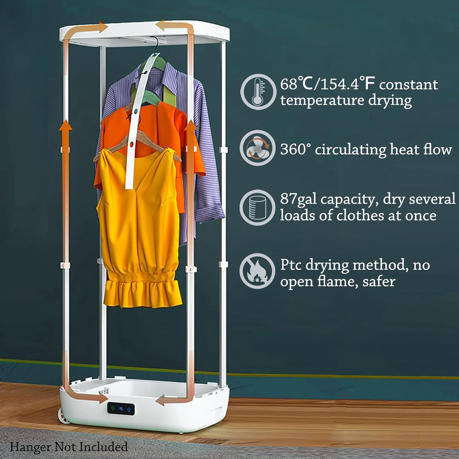 Portable Folding Clothes Dryer, Mini Electric Dryer for Apartments, 850w, 68℃/154.4℉ Constant Temperature Drying for Small Spaces, Travel, Rv