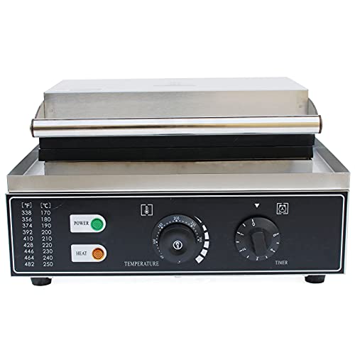 Commercial Belgian Waffle Maker Machine, Adjustable Temperature & Time Control, Stainless Steel Square Pancake Baking Nonstick Plates