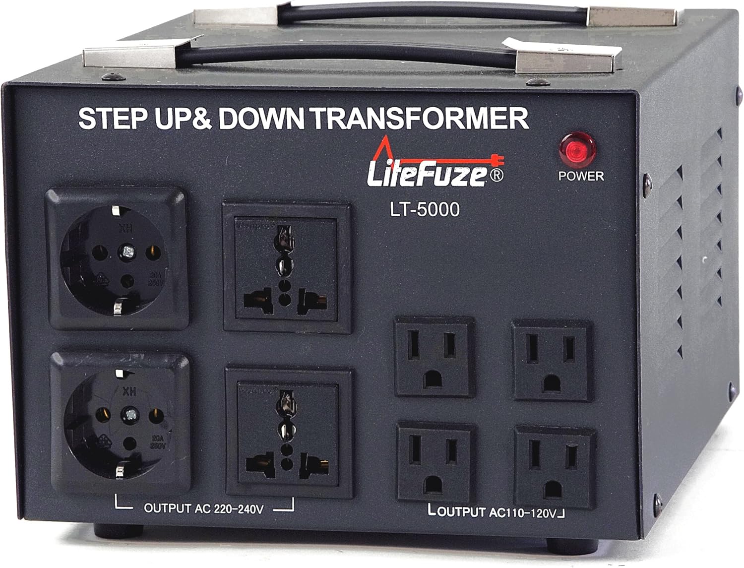 LiteFuze LT-5000 5000 Watt Voltage Converter Transformer - Step Up/Down - 110V/220V - Circuit Breaker Protection [5-Years Warranty]