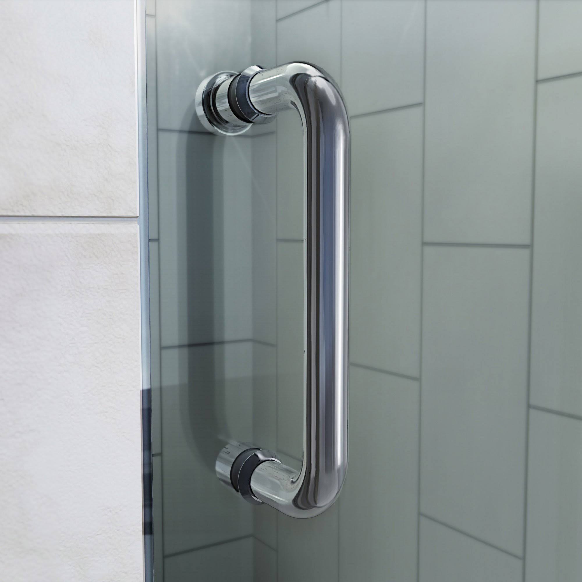 DreamLine DL-6219C-22-01 Flex 32x22D x 42x22W x 74 3/4x22H Semi-Frameless Pivot Shower Door in Chrome with Center Drain Biscuit