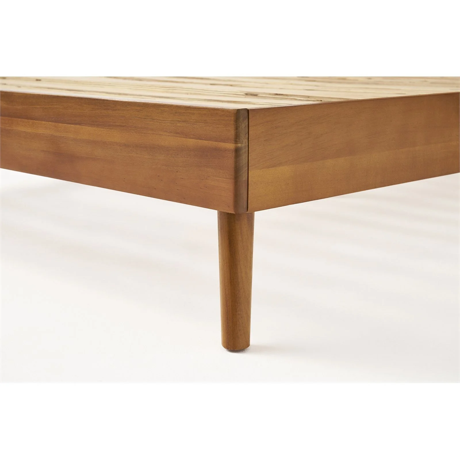 Pemberly Row Mid-Century Full Acacia Wood Bed in Brown Finish