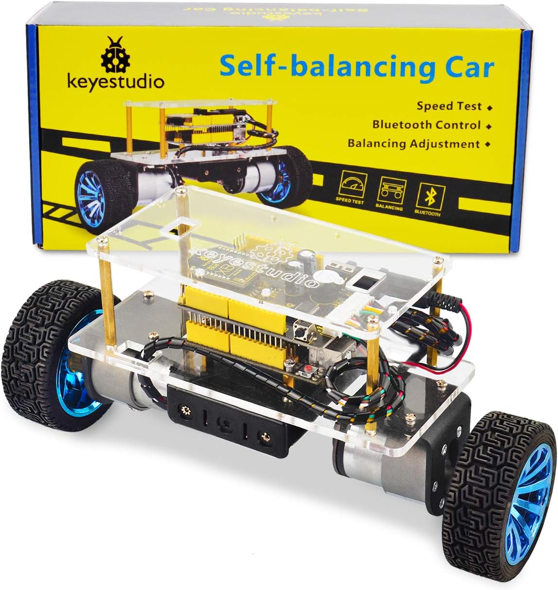 KEYESTUDIO Self-Balancing Robot Car Kit for Arduino DIY Project, Wireless Bluetooth Control, Strong DC Motors, Robotics and Electronics STEM Smart Car Kit for Adults to Build