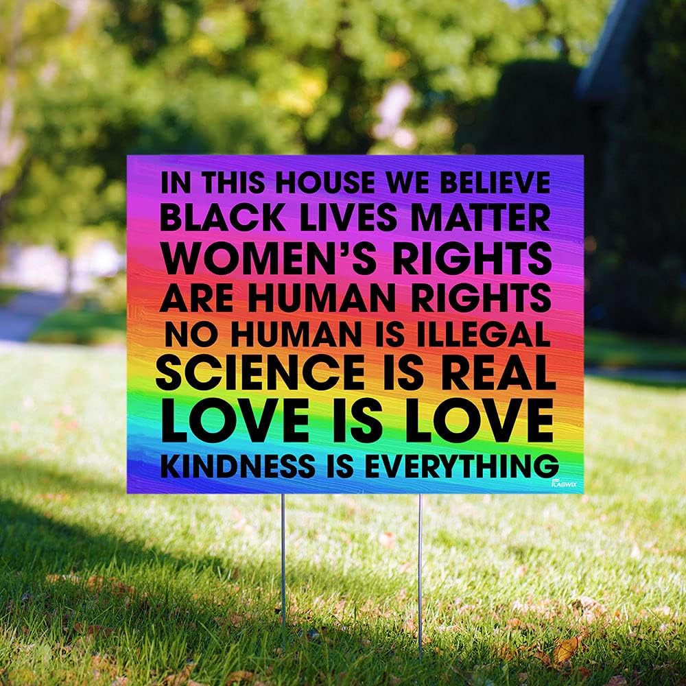 Yard Sign-in This House We Believe Yard Sign DDH1756YS, 1 piece-24x18 in Plastic Decoration Yard Signs Stake H Frame Pack of 2