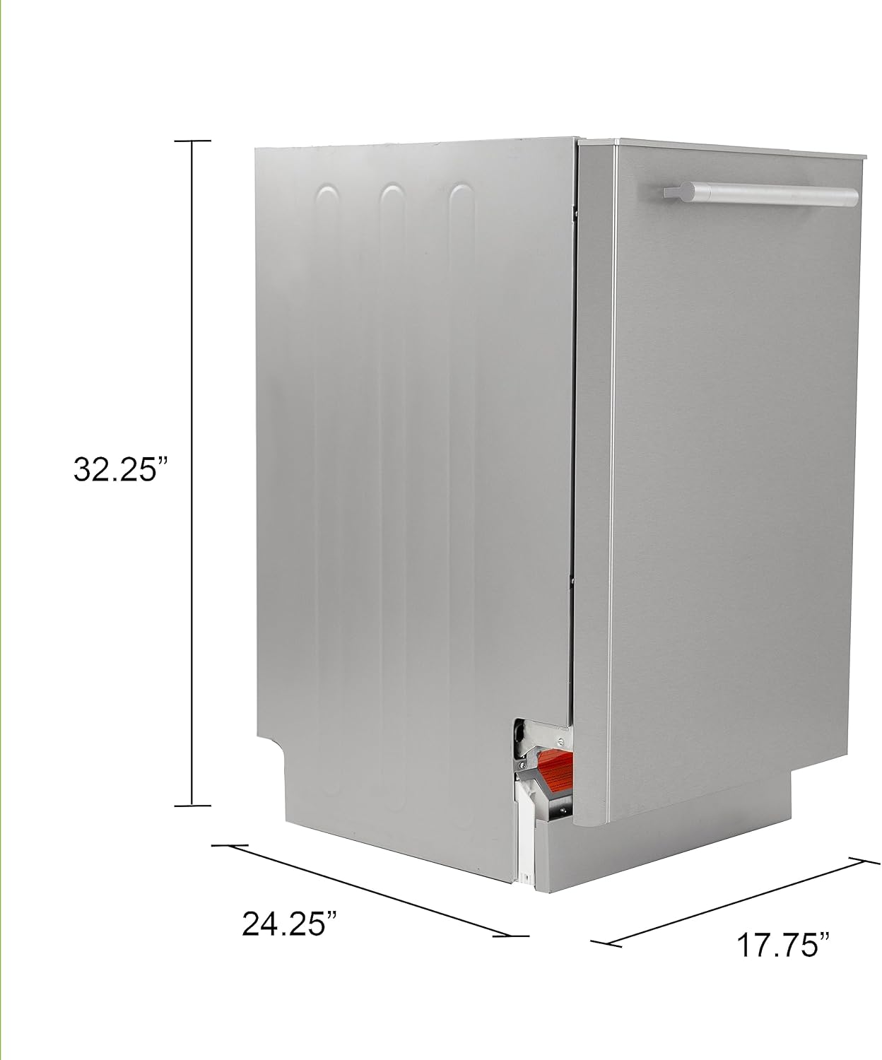 West Bend Dishwasher 18-Inch Built In with 3 Wash Options and 6 Automatic Cycles, Stainless Steel Construction with Electronic Control LED Display, Low Noise Rating, 53 dB, Metallic