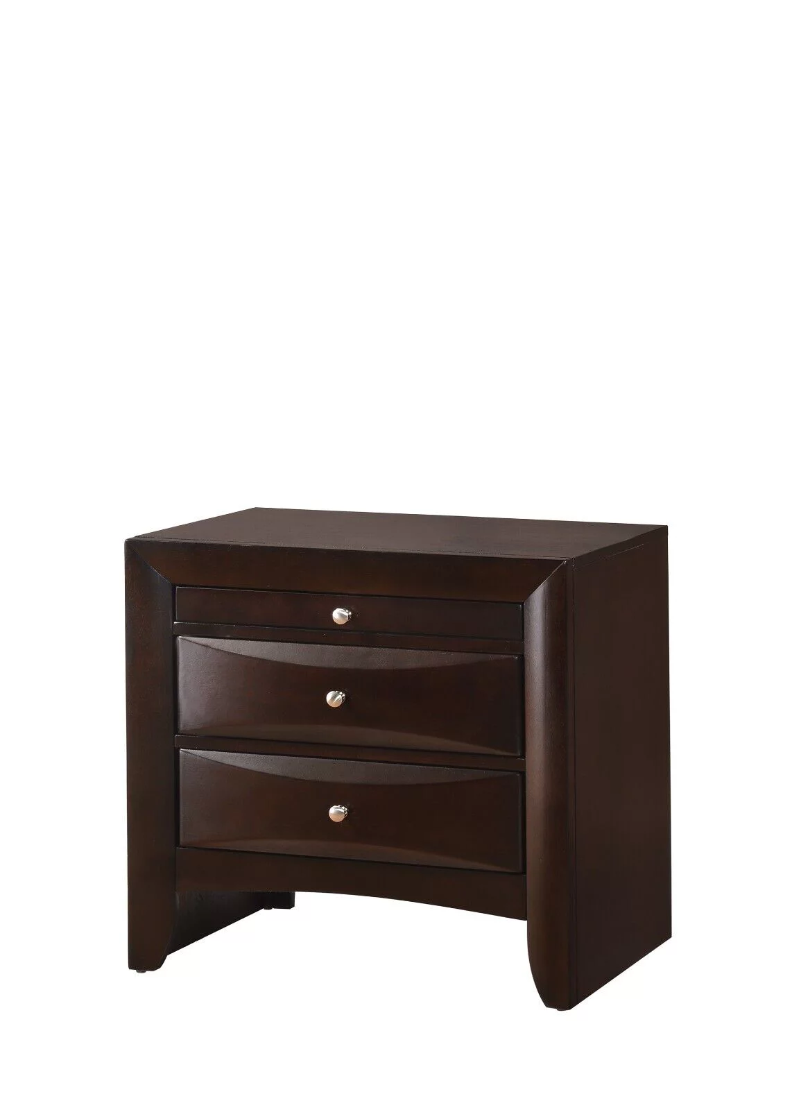 Contemporary Queen Size 3pc Bedroom Set Storage Bed Chest Nightstand Brown Cherry Finish Solid Wood Furniture