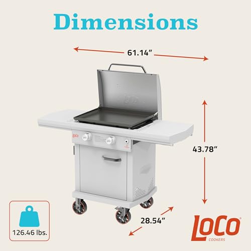 LoCo Cookers Burner Digital Series II “SmartTemp” Griddle, Outdoor Flat-Top Grill, Propane Grill with Side Shelves & Side Trays