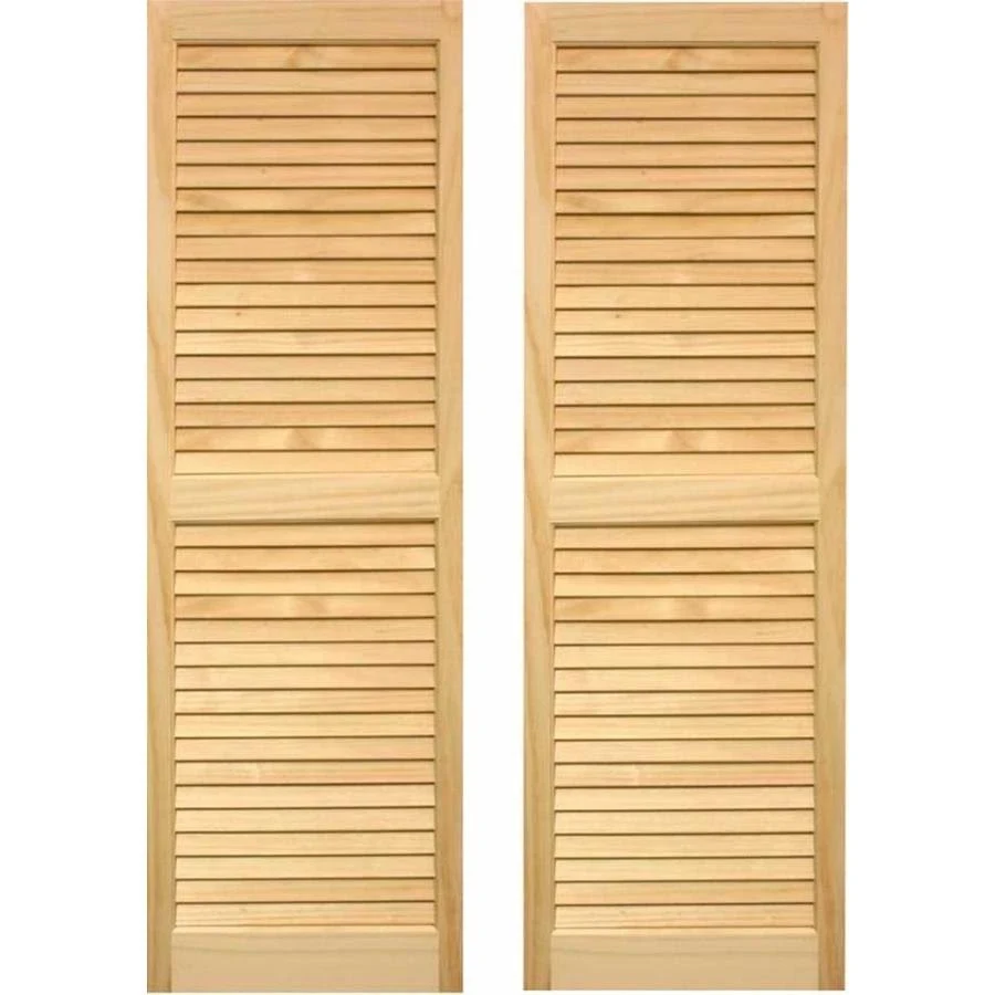 Pinecroft 2-Pack 15-in W x 80-in H Louvered Wood Exterior Shutters in Brown | SHL80