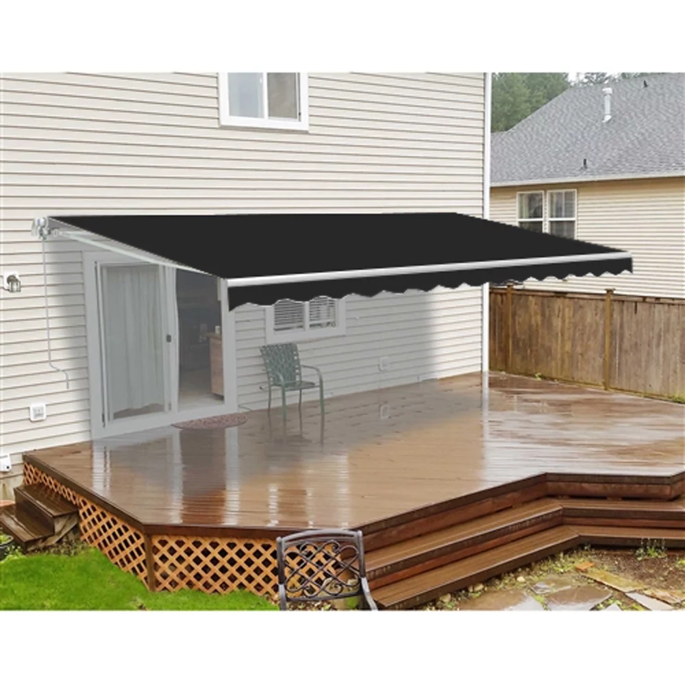 ALEKO 16' x 10' Motorized Retractable Patio Awning, Black Color