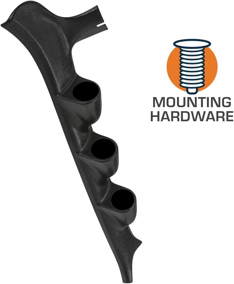 GlowShift Black Triple Pillar Gauge Pod Compatible with Ford F-Series F-250 F-350 OBS 6.9L 7.3L IDI 1987-1991 - ABS Plastic - Mounts (3) 2-1/16" (52mm) Gauges to Truck's A-Pillar Pack of 2