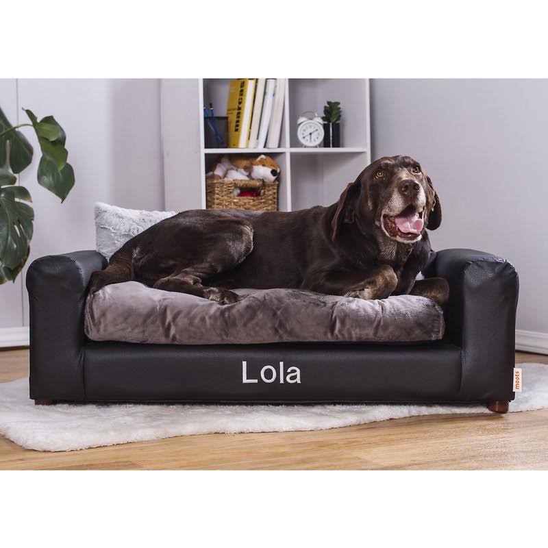 Moots Personalized Leatherette Sofa Cat u0026 Dog Bed, Charcoal, Large