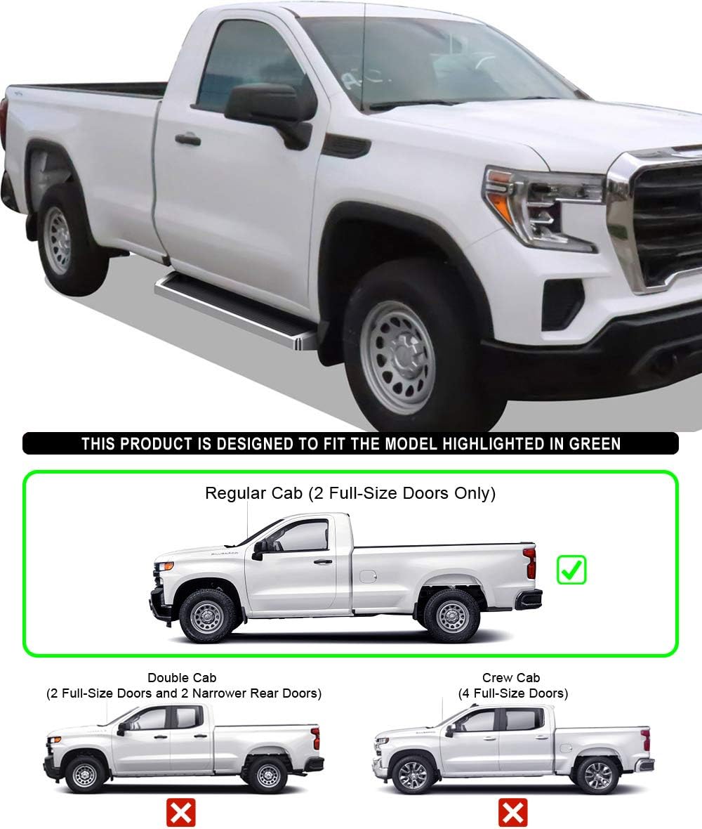 APS Premium iBoard Running Boards 6in Compatible with Silverado Sierra Regular Cab 19-22