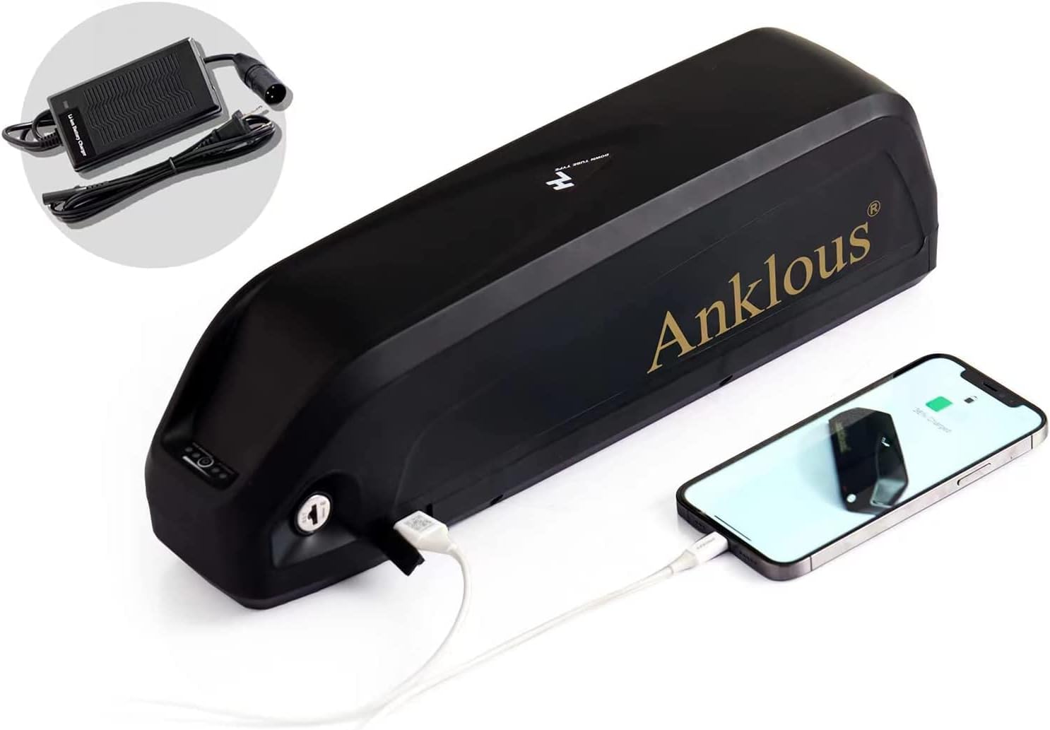 ANKLOUS Ebike Battery 48V 10Ah Electric Bike Battery for 250W 500W 750W Bike Motor with USB Port, 3A Charger, Safe Lock, Electric Bicycle Lithium Battery Compatible with Bafang Voilamart AW Ancheer…