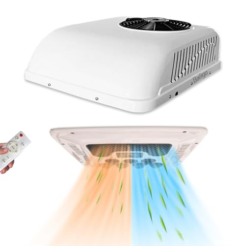 12V Air Conditioner with Heat 8500 BTU, Universal AC Unit RV Roof Top Air Conditioner Heater Combo, Quiet 12 Volt Camper A/C Unit, Heating & Cooling For Crane Truck Trailer Caravan Loader Excavator