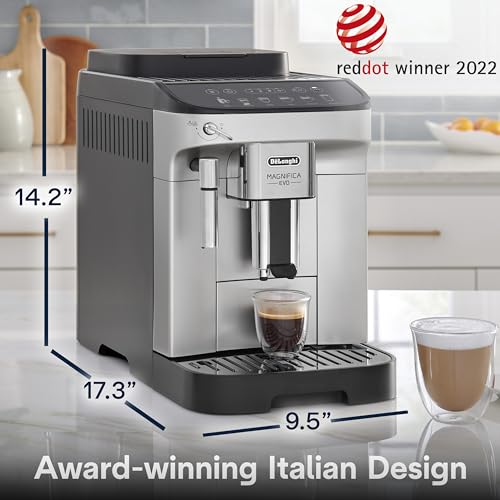De'Longhi Magnifica Evo Automatic Espresso & Coffee Machine with Auto Milk Frother, Built-in Grinder & Auto-Clean Function - For Latte, Cappuccino, Americano, Iced Coffee, ECAM29084SB , Silver