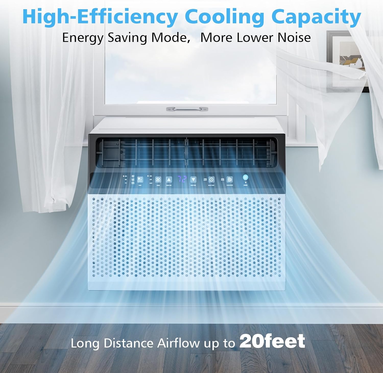 Joy Pebble Window Air Conditioner 10000 BTU, 3 in 1 Ac Window Unit for Room Cools up to 450 Sq.Ft,Dehumidifier&Fan with Energy Saving mode,3 Fan Speeds& Quiet Operation