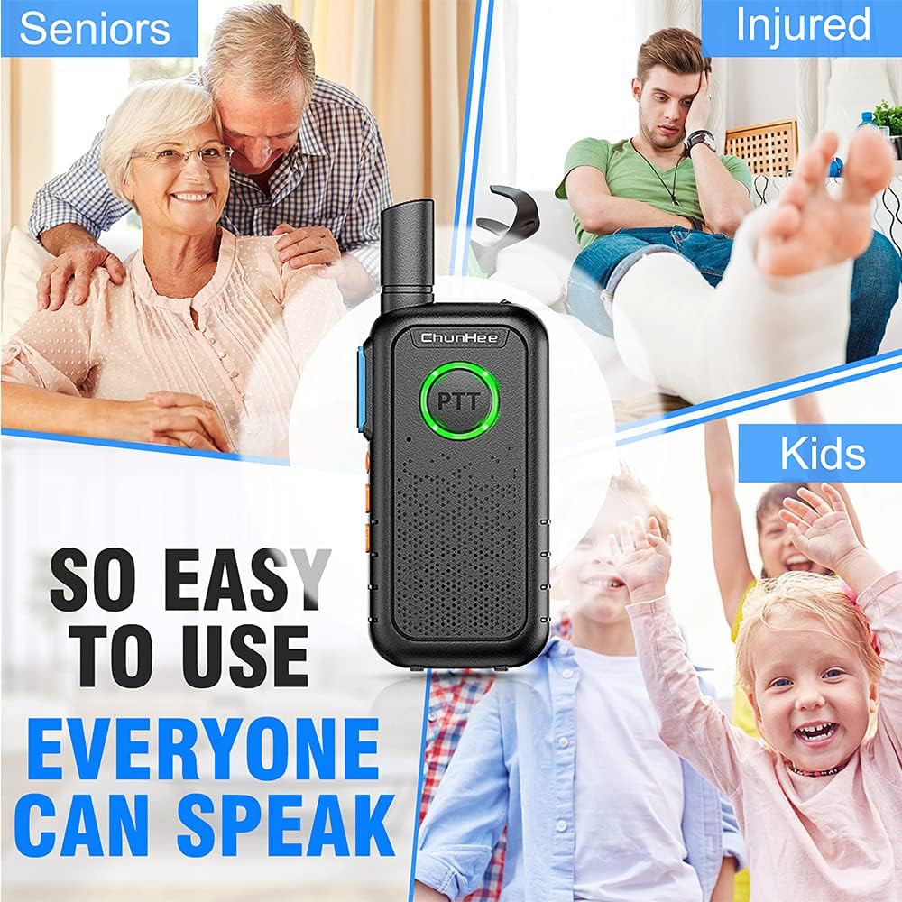 Chunhee Wireless Intercom System for Elderly/Kids, Home Intercom System Room to Room Communication, 1.5 Miles Long Range 16 Channel Intercom System for Office/Camping/Hiking/Vacation (2 Pack)