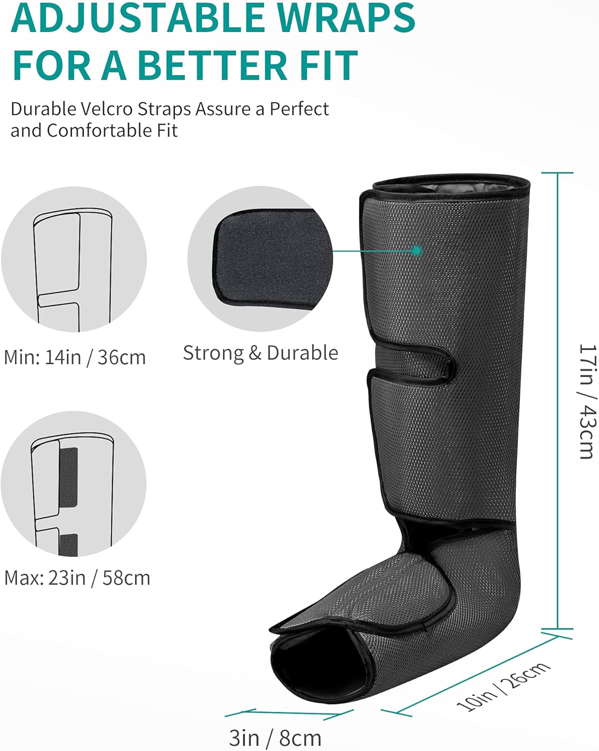 Nekteck Leg Massager with Air Compression for Circulation and Relaxation, Foot and Calf Massage Machine with Hand-held Controller 2 Modes 3 Intensities, Adjustable Leg Wraps for Home and Office Use