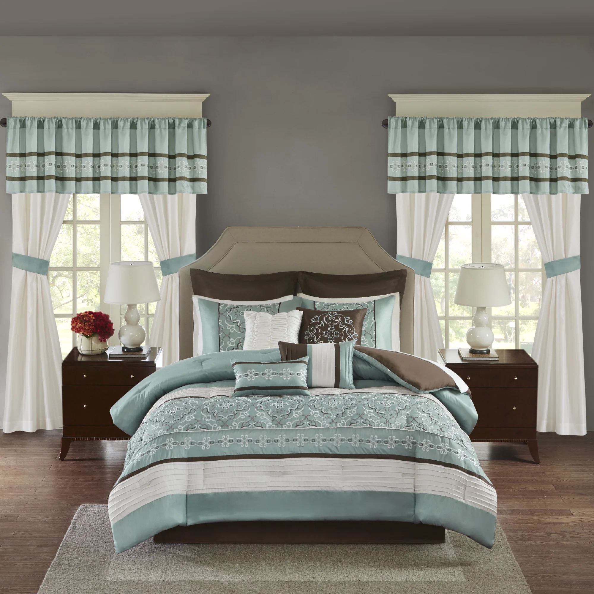 Home Essence Seafoam 24 Piece Room in a Bag, Cal King