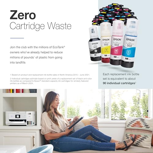 Epson EcoTank ET-2850 Wireless Color All-in-One Cartridge-Free Supertank Printer with Scan, Copy and Auto 2-sided Printing - White (Renewed)