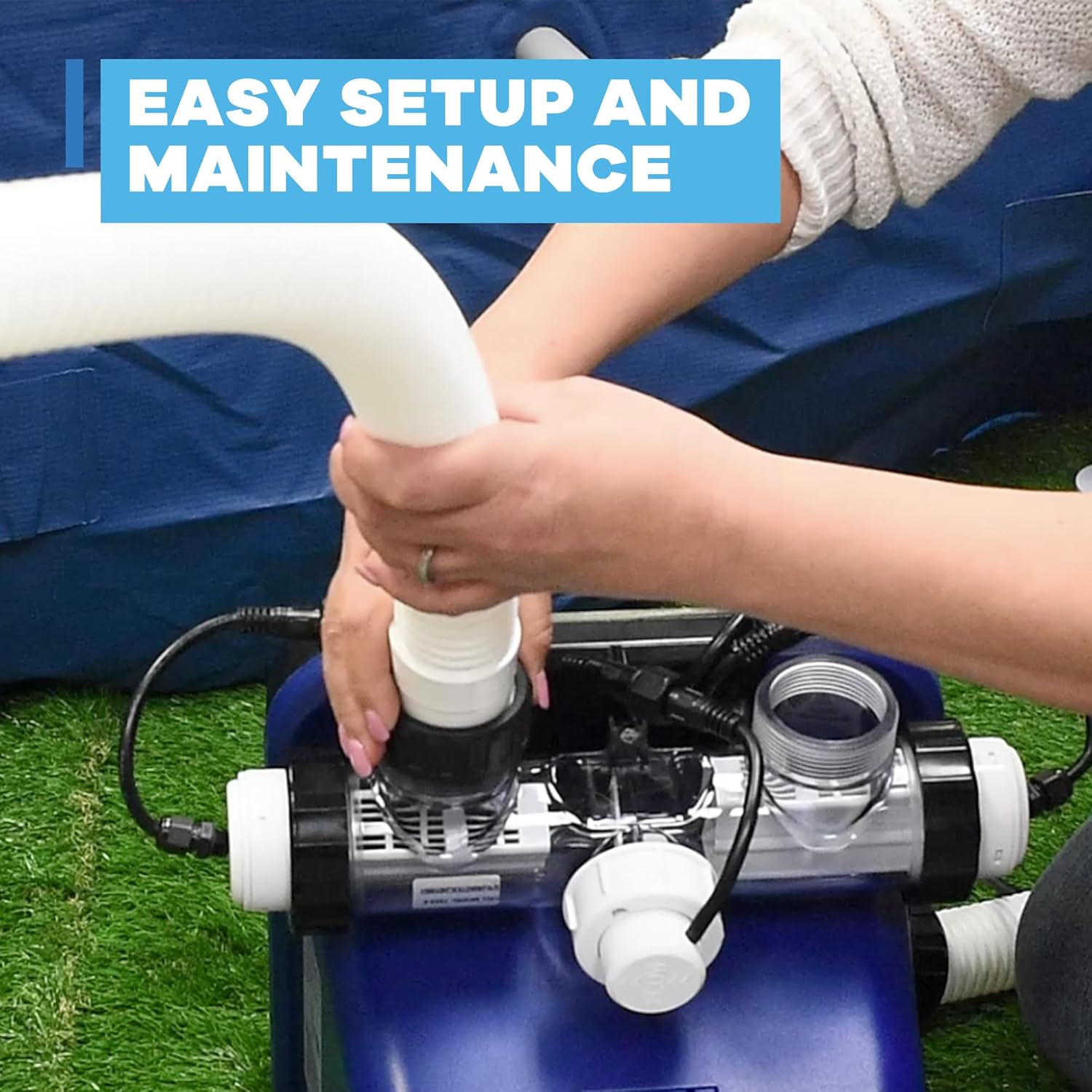 GAME 7502-E Saltwater Chlorine Generation System for Pools - for Naturally Clear Water​ in Above Ground Swimming Pools up to 21k Gallons, 25.9-Foot Power Cord with GFCI Included