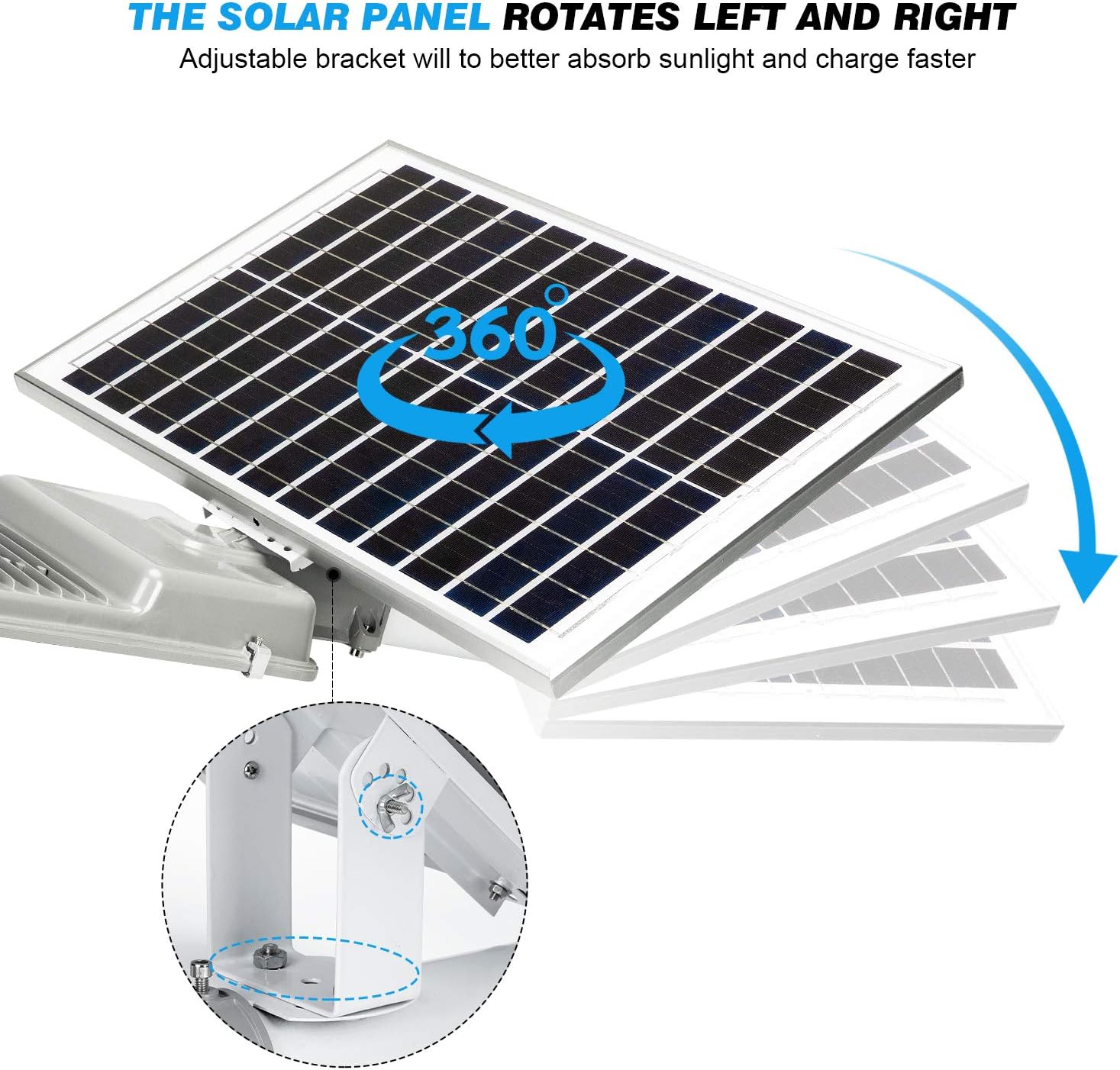 LED Solar Street Lights 360W with Remote Control Dusk to Dawn Flood Light for Parking Lot, Stadium, Yard, Garage and Garden