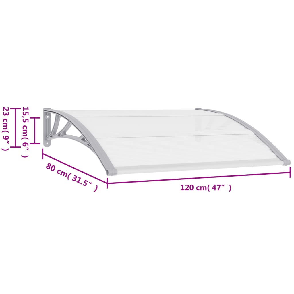 Door Canopy Gray and Transparent47.2"x31.5" PC