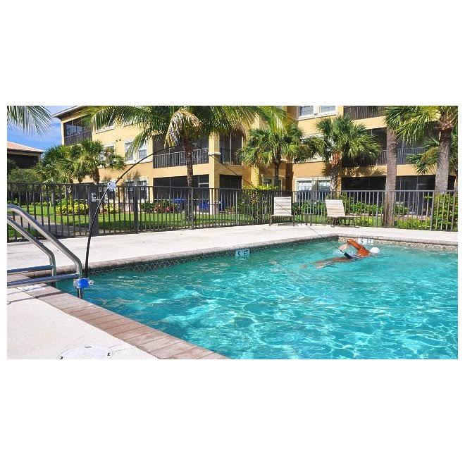 Super Swim 91191t 2 Part Pole Swimming Tether System with Portable Ladder and Handrail Clamp on Base