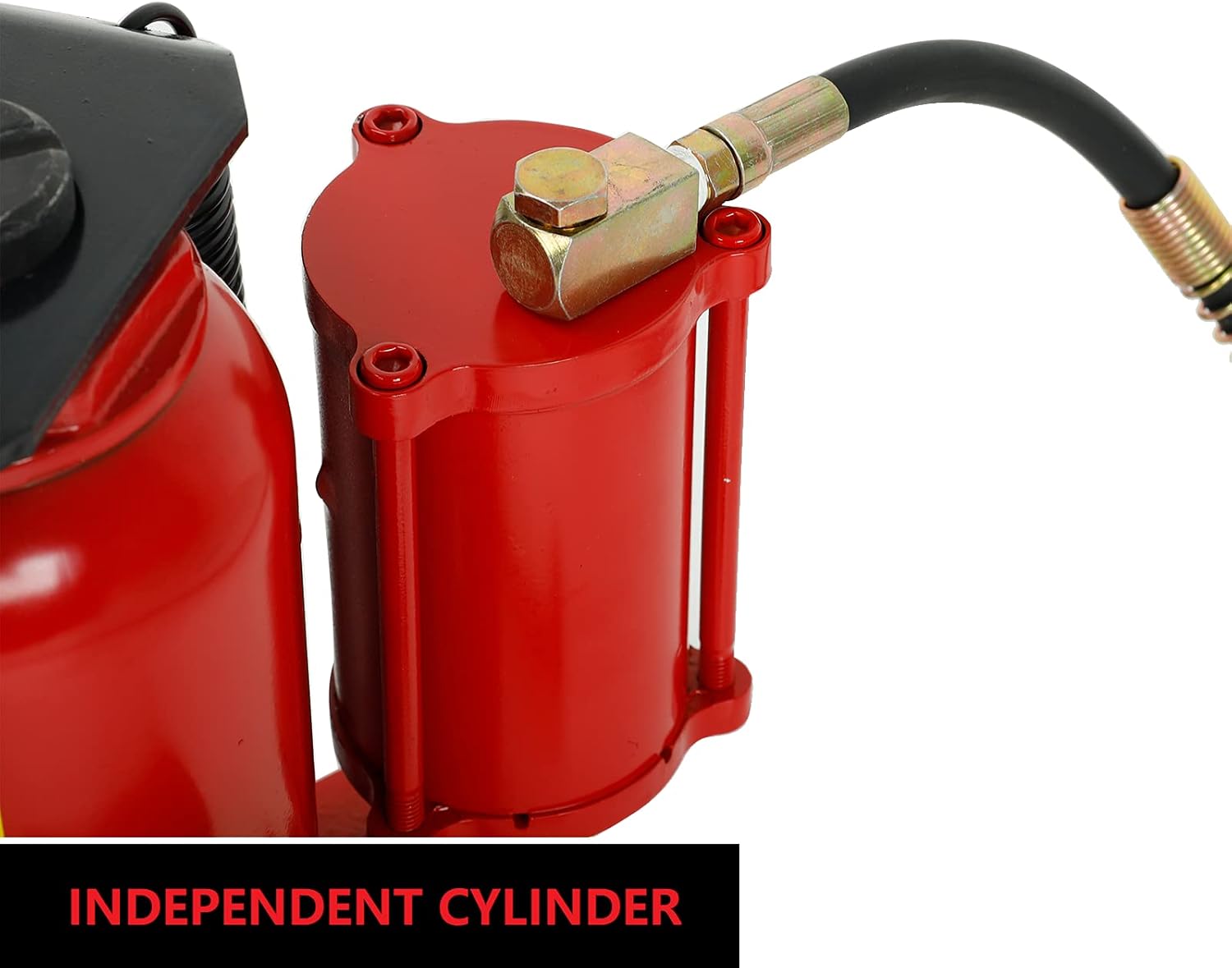 20 Ton Pneumatic Air Hydraulic Bottle Jack with Manual Hand Pump for Auto Truck RV Repair Lift 44,000 LBS Capacity Red