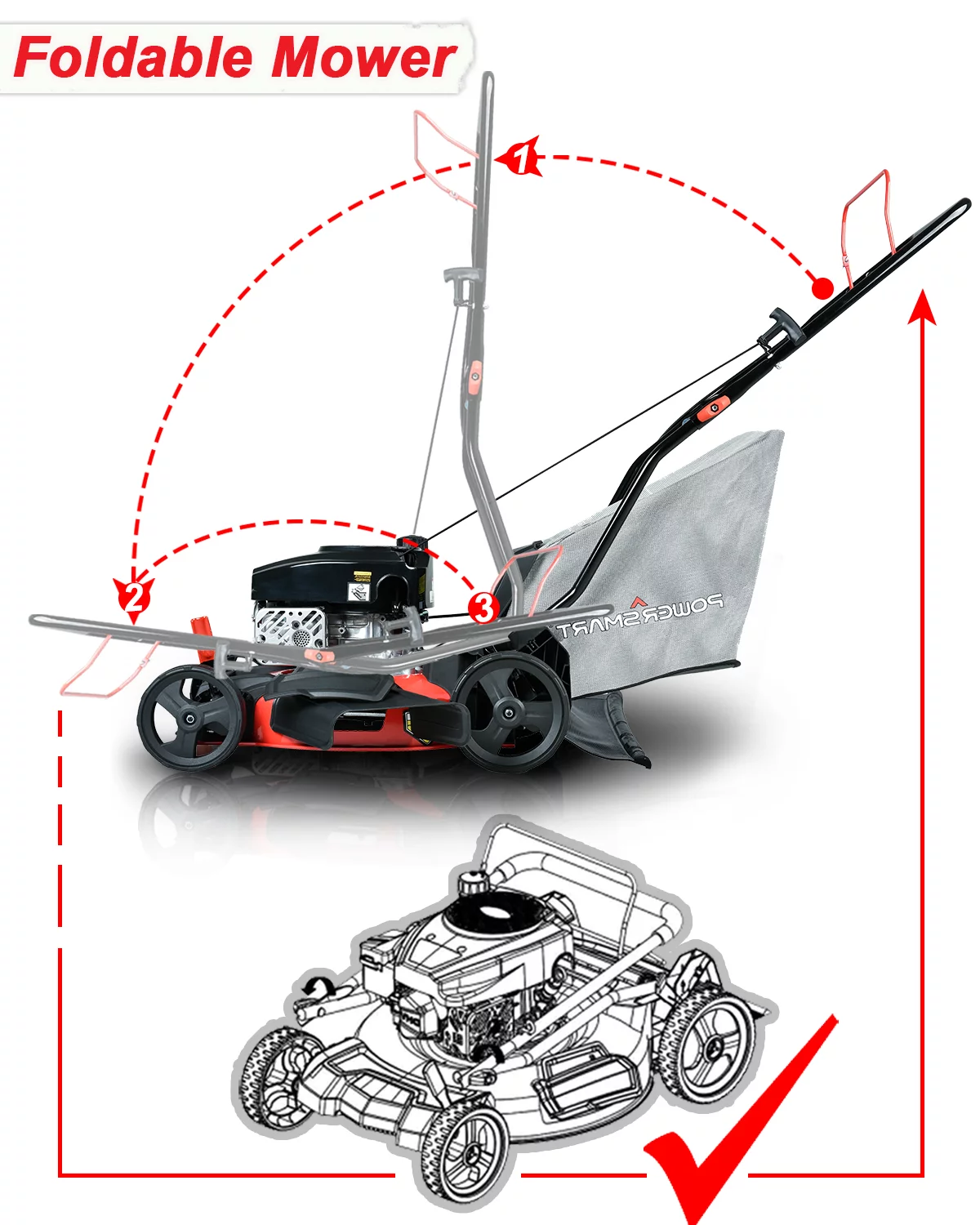 PowerSmart DB8617P 17 in. 3-in-1 Gas Push Lawn Mower