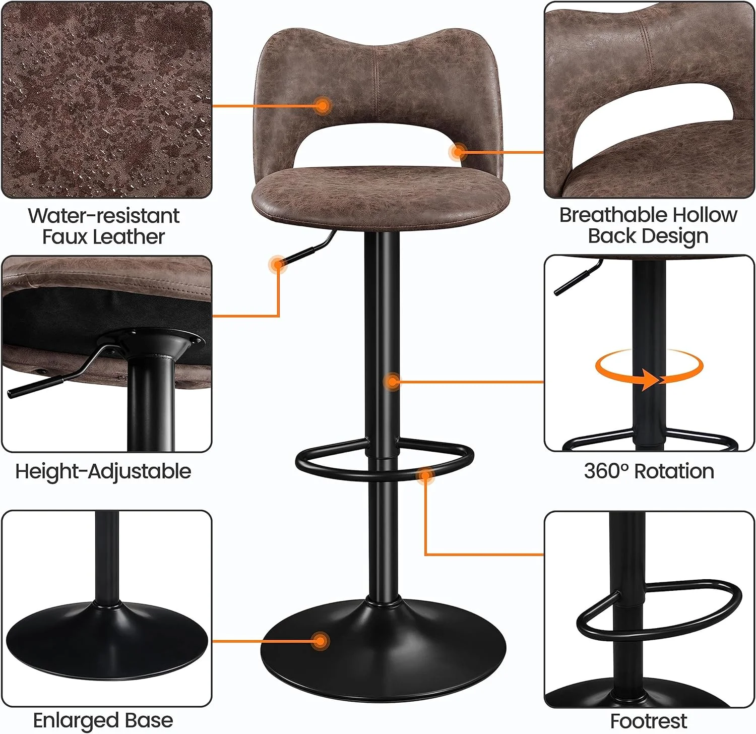 Bar Stools Set of 4 Tall Bar Stools Swivel Counter Height Stools Kitchen Island Chairs Height Adjustable Stools for Home Bar Kitchen,Grey