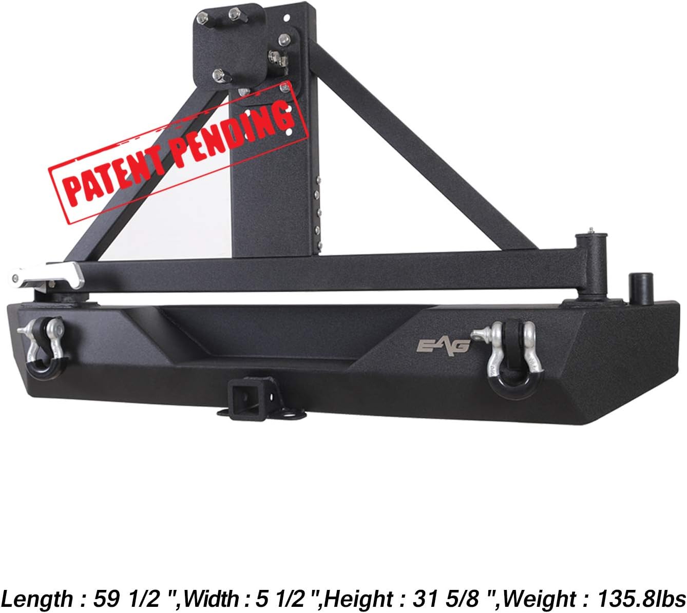 KML Steel Rear Bumper with Assembled Tire Carrier Black Textured Fit for 87-06 Jeep Wrangler TJ YJ