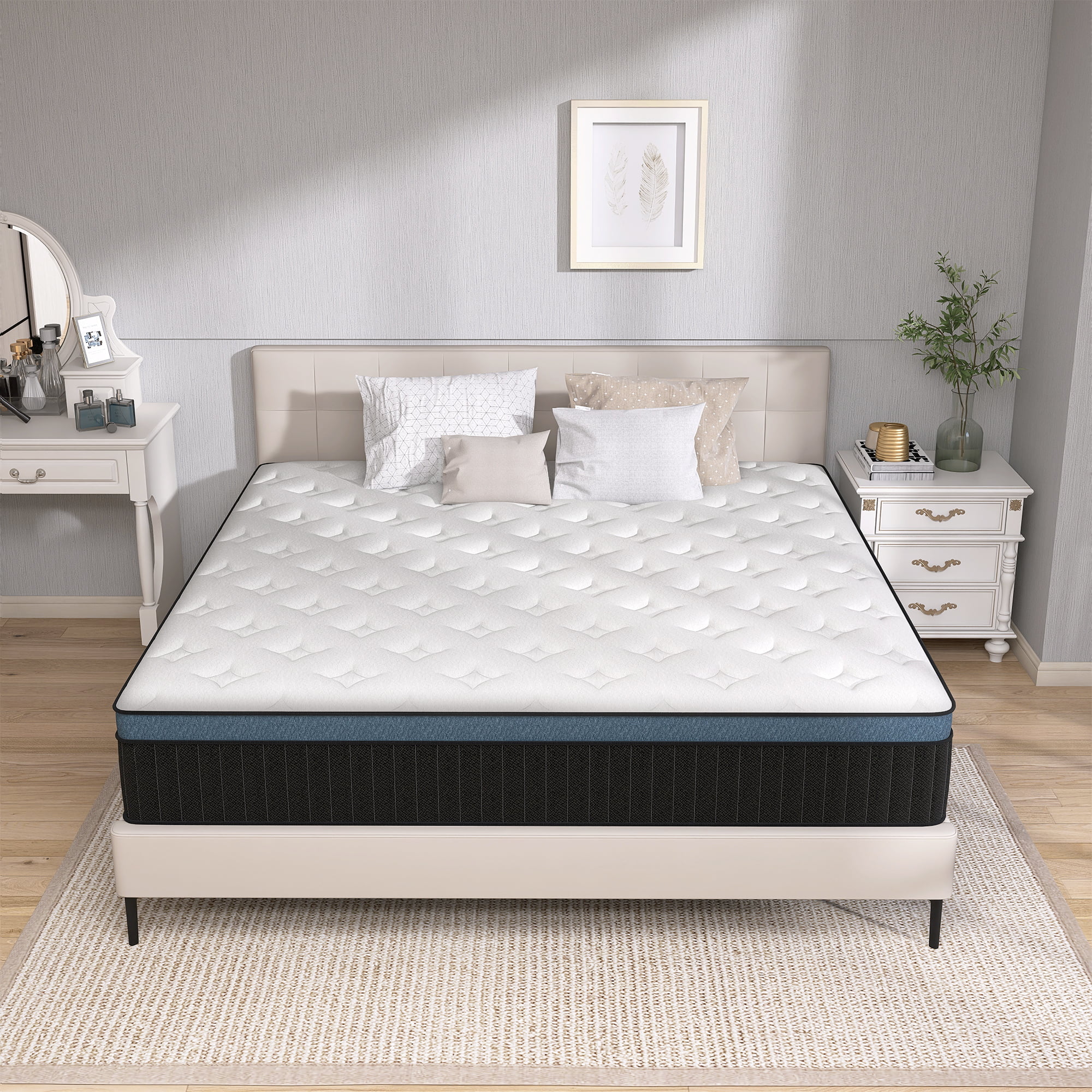 14 inch Queen Mattresses, Pocket Spring Hybrid Mattress with Gel Memory Foam for Cool Sleep,Medium Firm