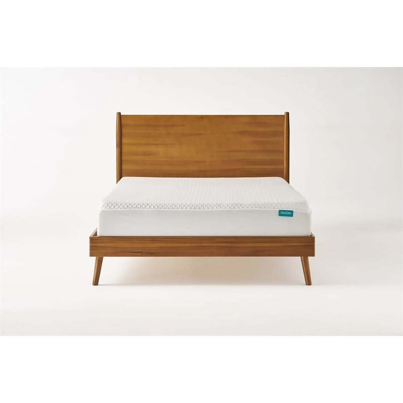 Pemberly Row Mid-Century Full Acacia Wood Bed in Brown Finish