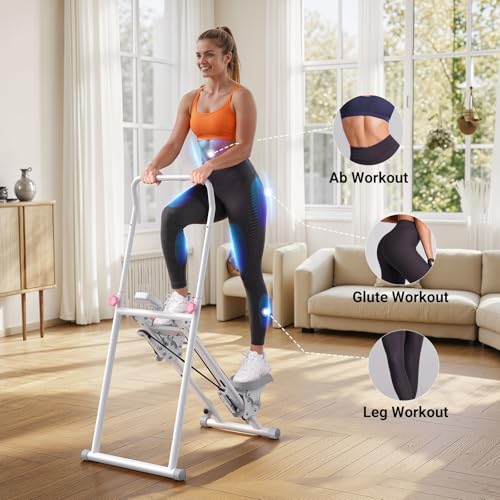 MERACH Stair Stepper for Home Gym Exercise, New Version Vertical Climber Machine for Full-Body Workout, Compact Folding Cardio Exercise Climber with Extended Step Range, Adjustable Handlebar & Pedals