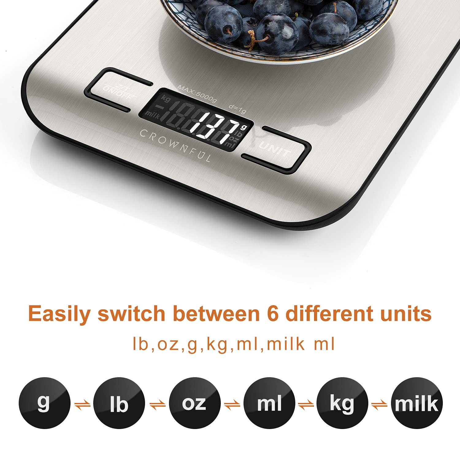 CROWNFUL Ice Makers Countertop, Portable Small Ice Machine with Self-Cleaning & CROWNFUL Food Scale