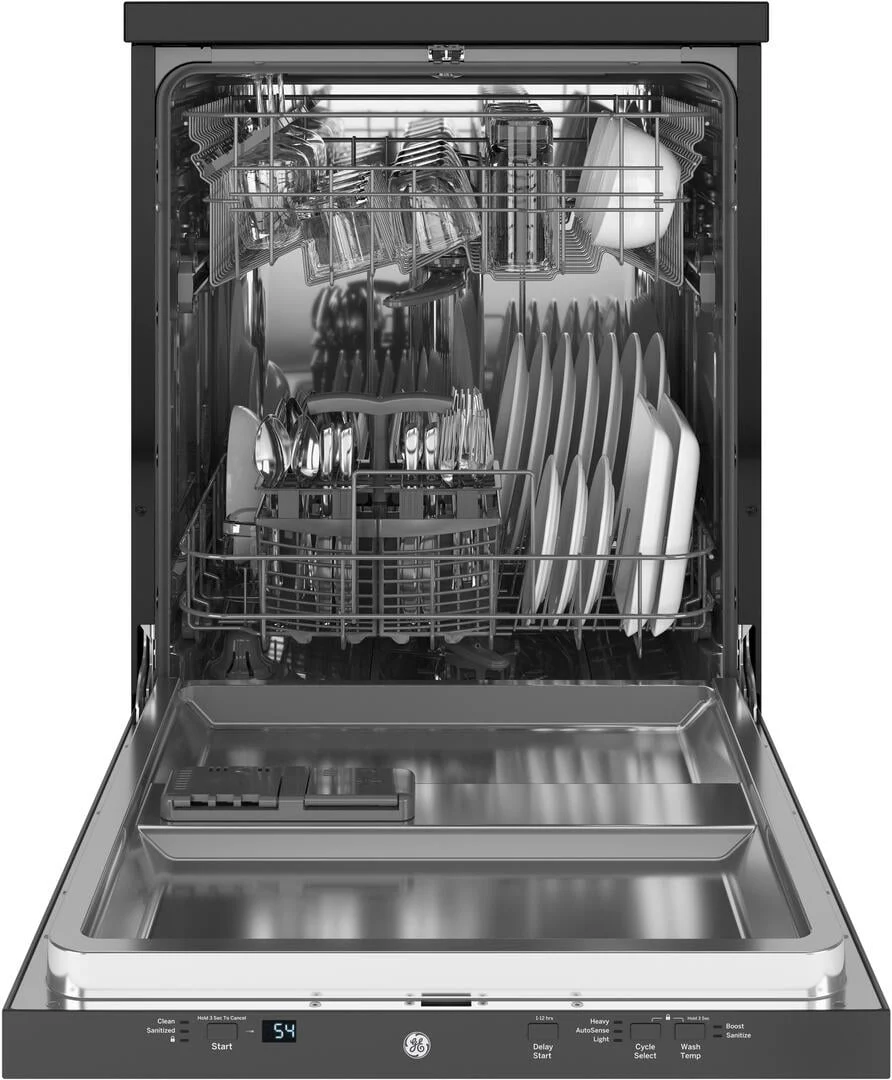Ge Gpt225ssl 24 Wide 12 Place Setting Portable Top Control Dishwasher - Stainless Steel