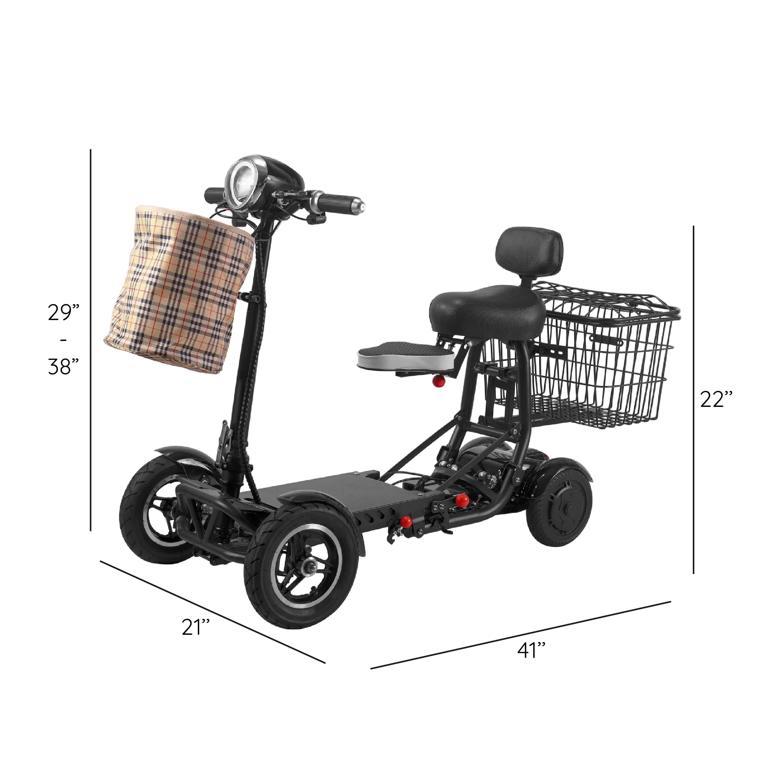 Bangeran Electric Mobility Scooter, 4 Wheel Foldable Portable, Up to 12 Miles - Blue