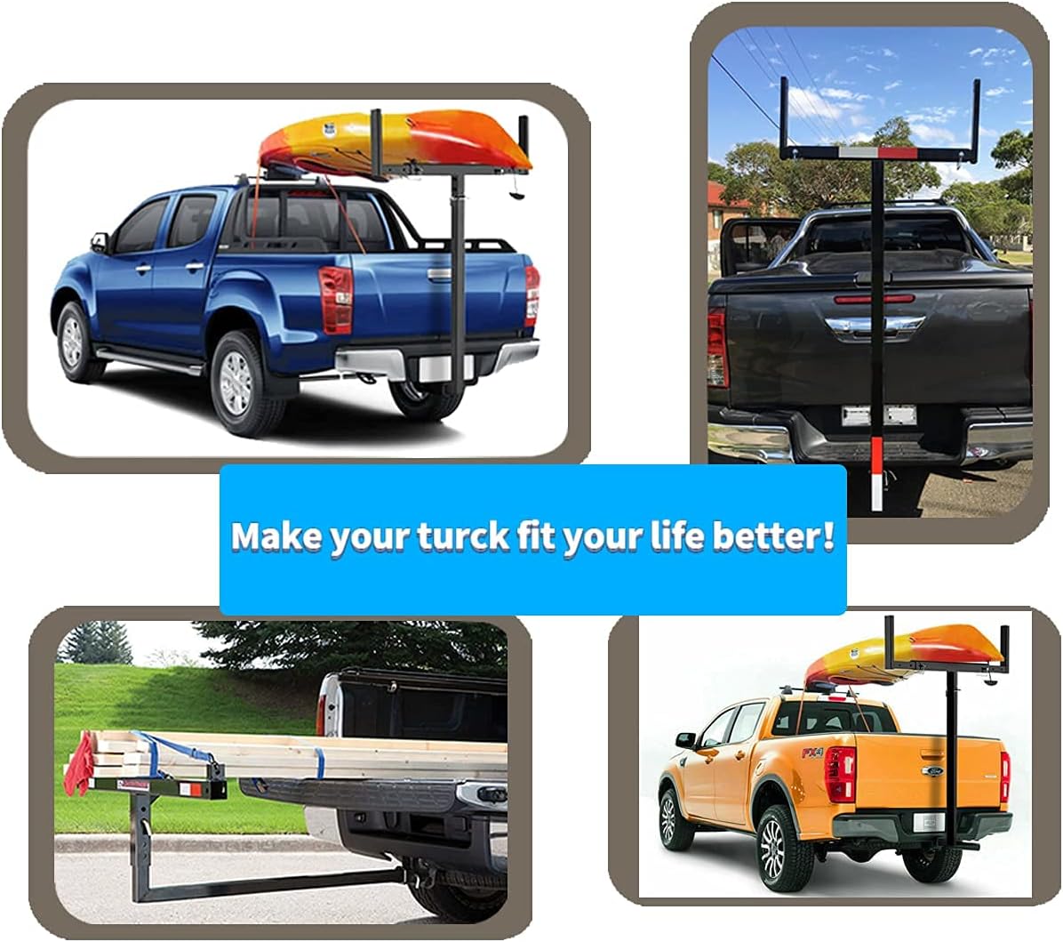 PENSUN 2 IN 1 Design Foldable Pick Up Truck Bed Hitch Extender Extension Rack Canoe Boat Kayak Lumber Pack of 2