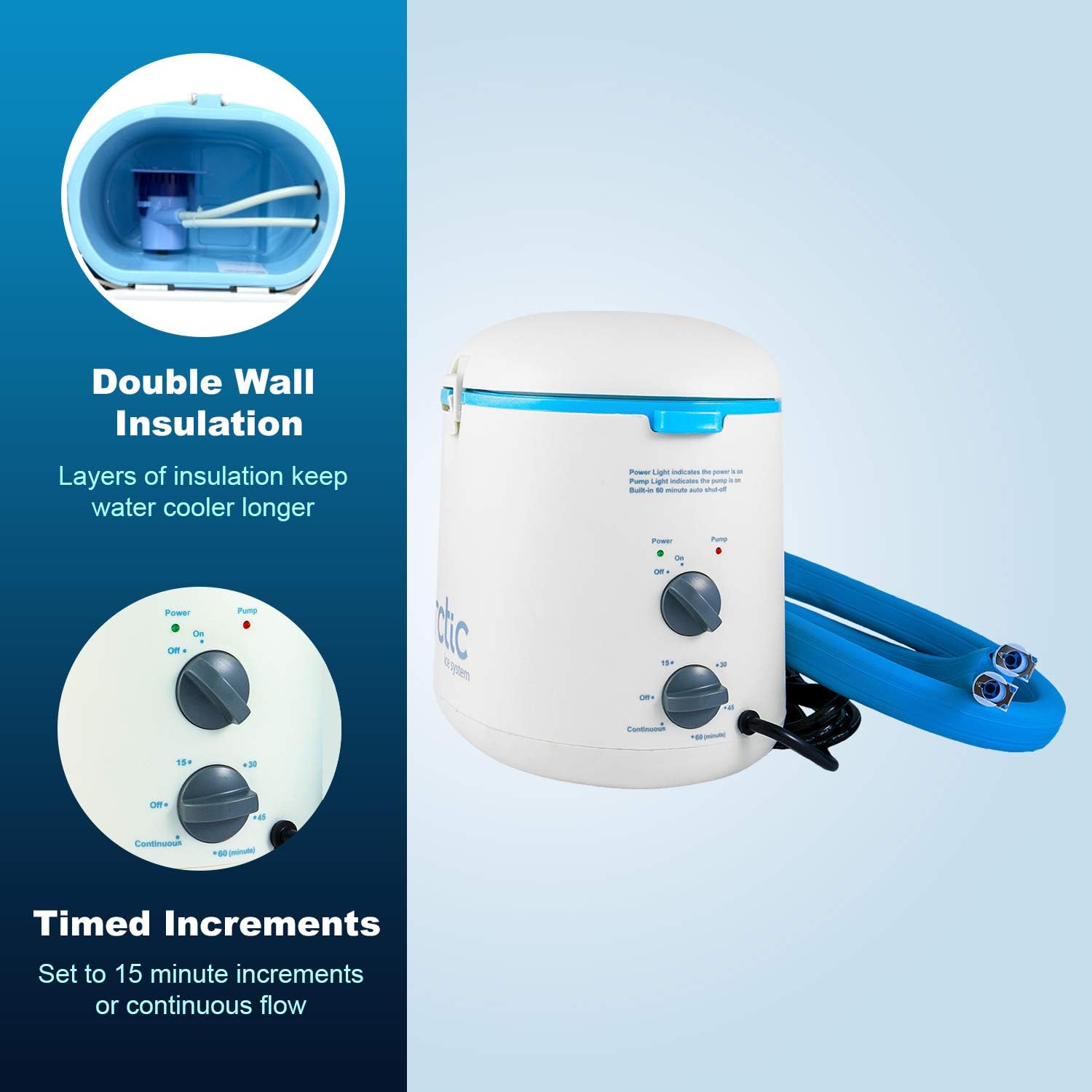 Cryotherapy - Circulating Personal Cold Water Therapy Ice Machine by Arctic Ice &ndash;with Universal Pad for Knee, Elbow, Shoulder, Back Pain, Swelling, Sprains, Inflammation, Injuries, Post Surgery Care
