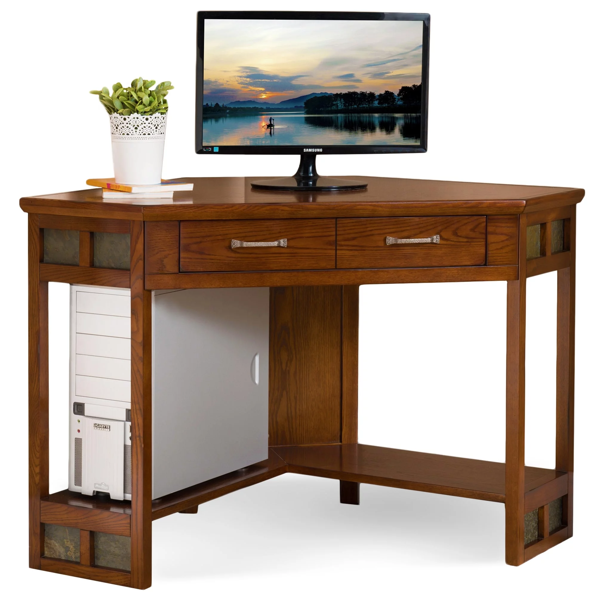 Leick Home Mission Corner Writing Desk Black Oak