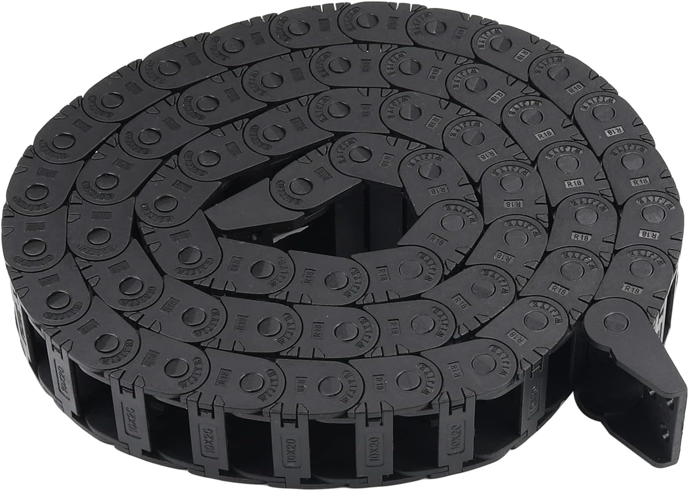 Fielect Drag Chain Cable Carrier Open Type with End Connectors R100 35X100mm 1 Meter Plastic for Electrical CNC Router Machines Black 1Pcs