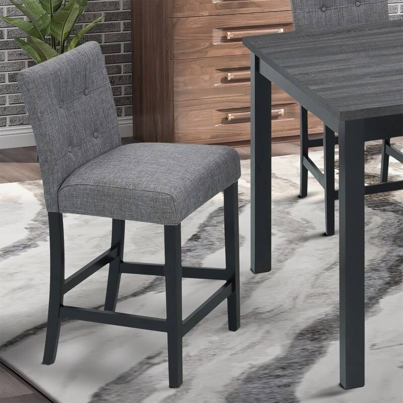 [Pre-sale]5-Piece Dining Set Wood Square Dining Room Table and Chairs Stools - Grey