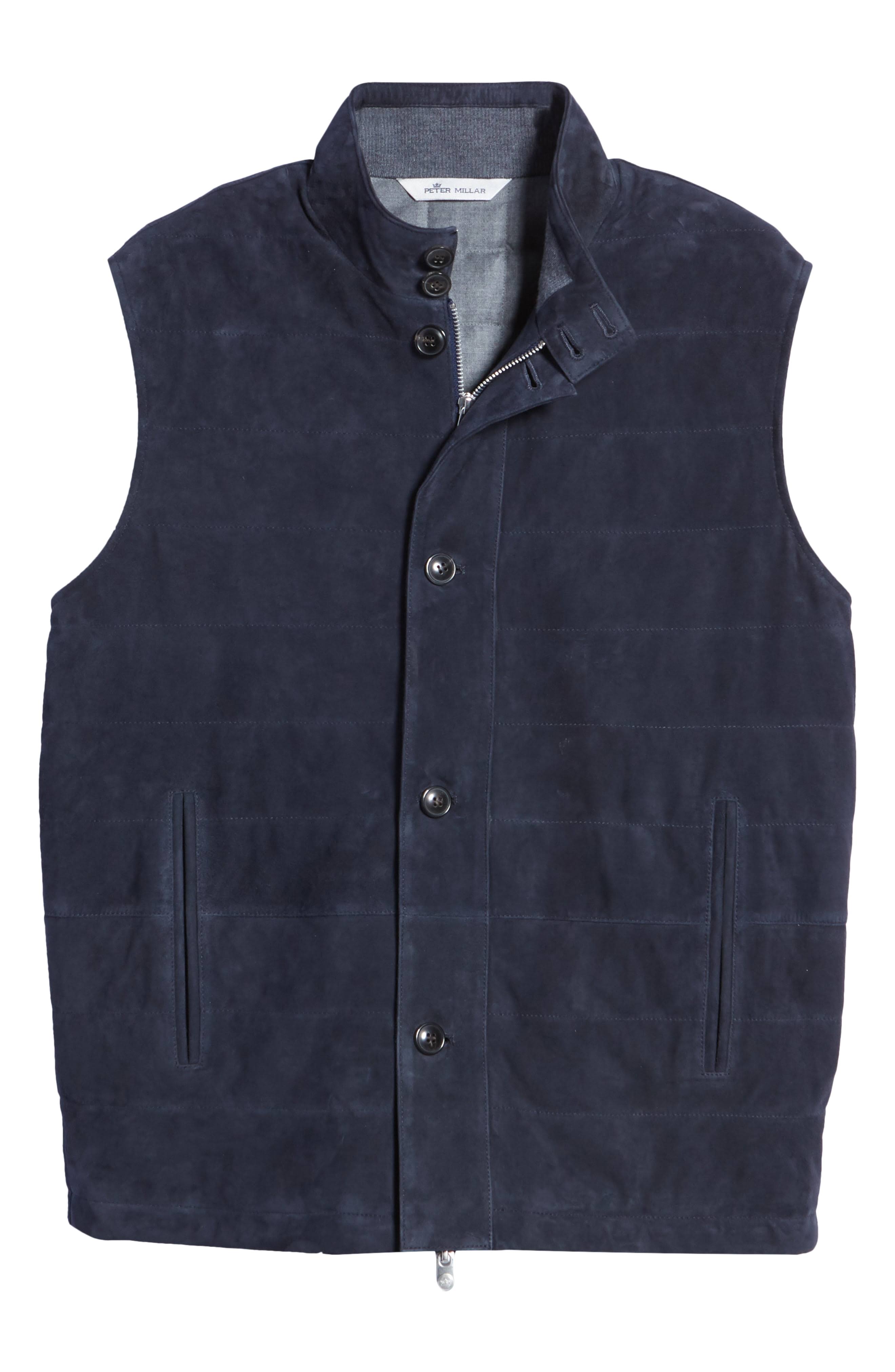 Men&s Peter Millar Crown Suede Vest, Size Medium - Blue