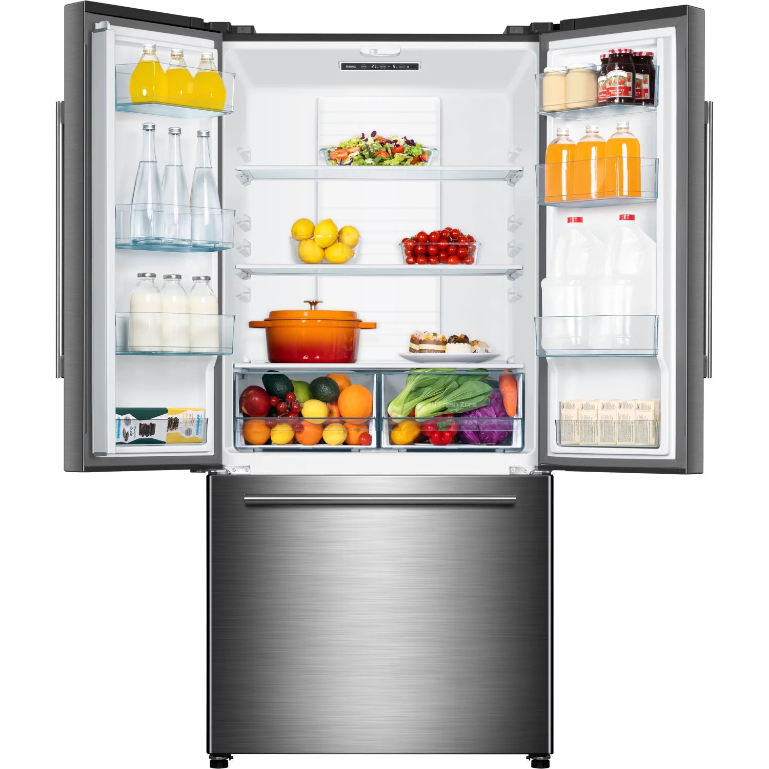 Galanz 18-Cu. Ft Counter Depth 3-Door French Door Refrigerator, Stainless