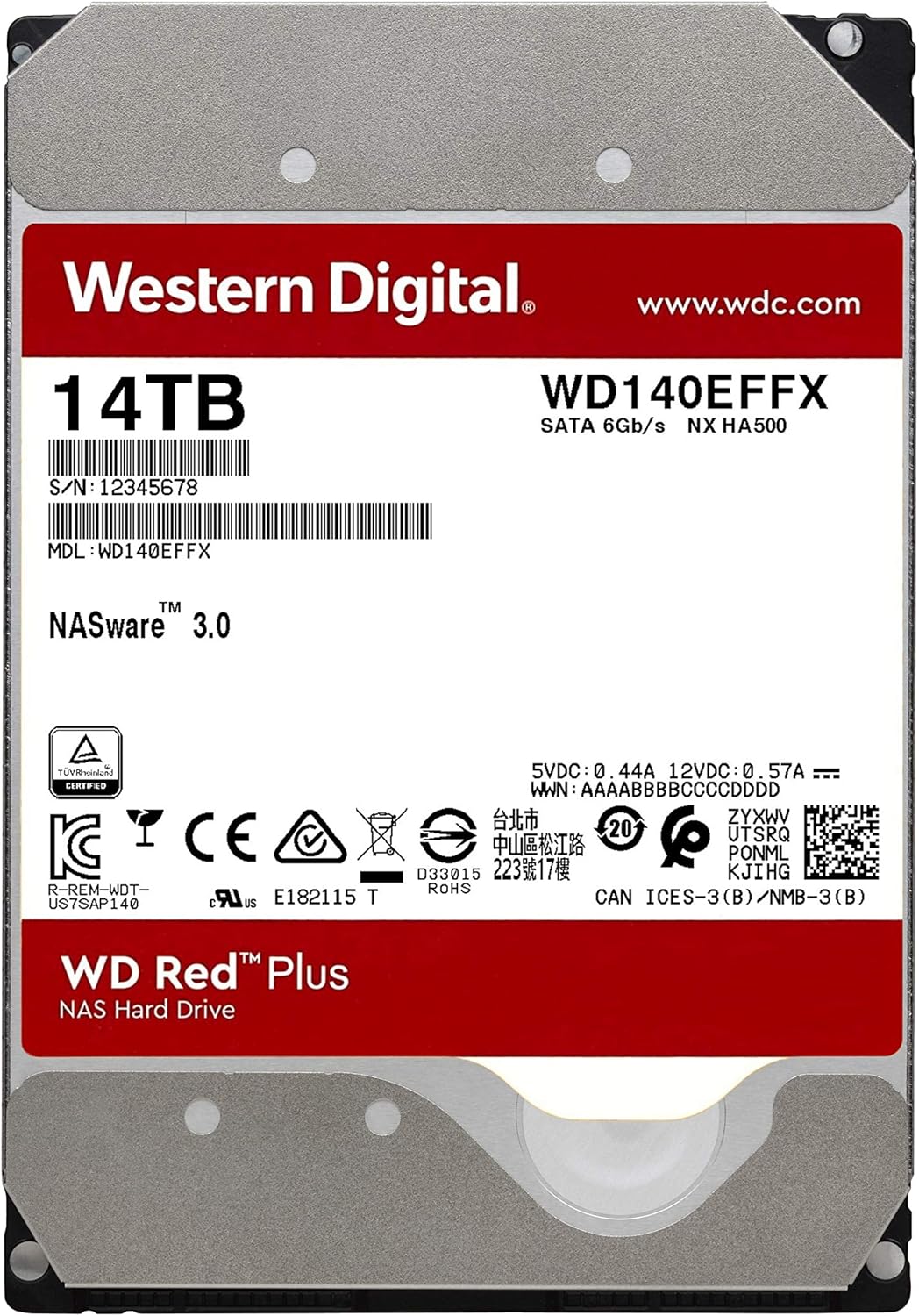 Western Digital 4TB WD Red Plus NAS Internal Hard Drive HDD - 5400 RPM, SATA 6 Gb/s, CMR, 64 MB Cache, 3.5 - WD40EFRX