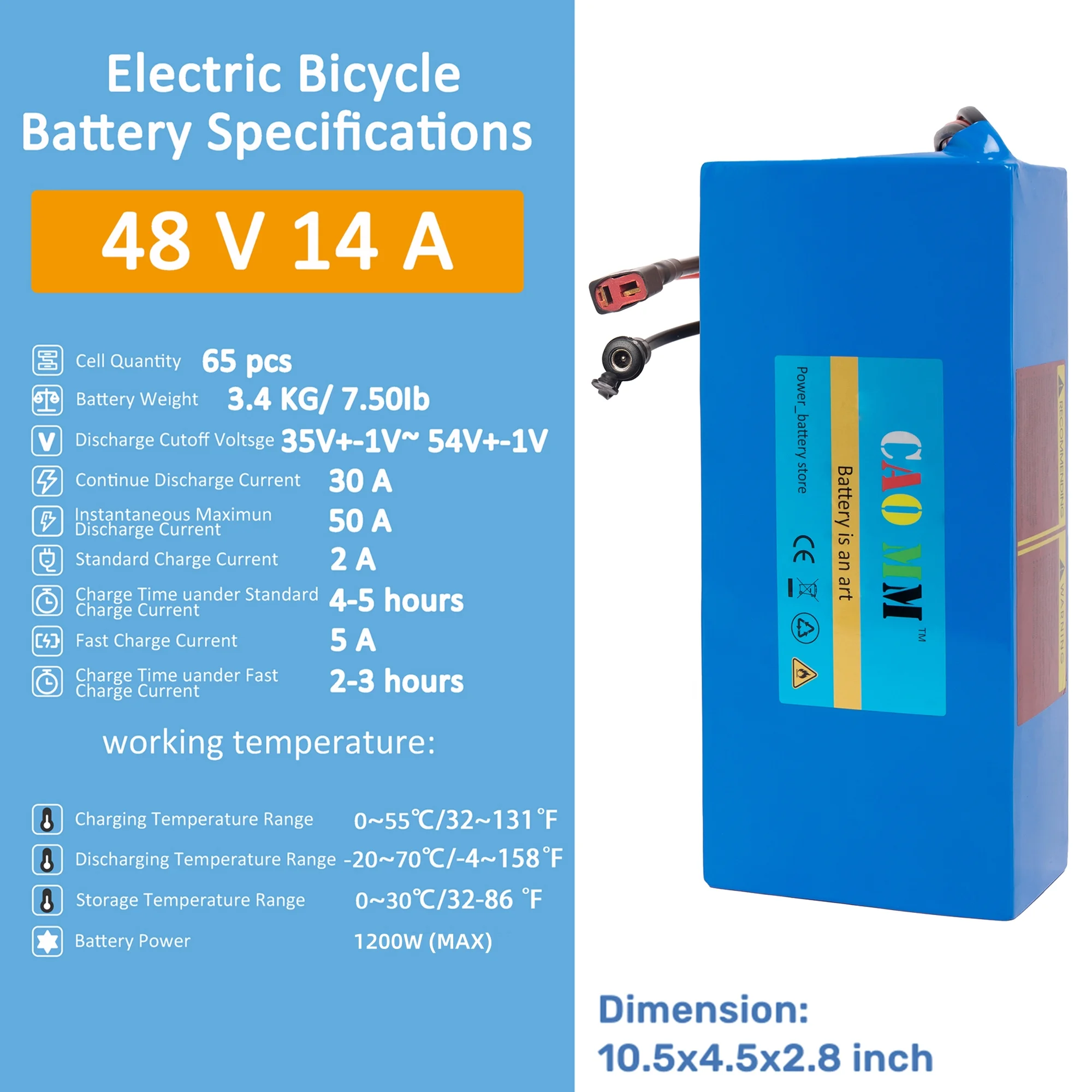 Ebike Battery 48V 8Ah Lithium Battery 30A BMS with Charger 48V Battery for 750W Electric Bike Motorcycle