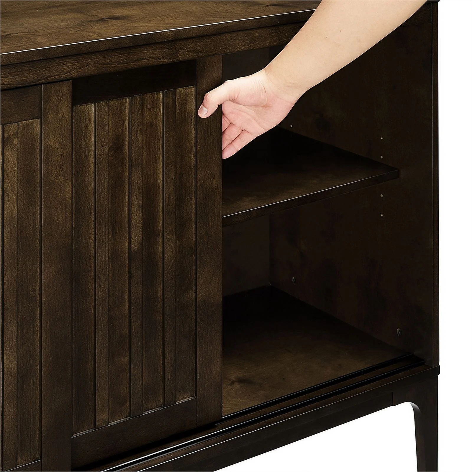 Crosley Furniture Asher Modern Particle Board Wood Sideboard in Dark Brown