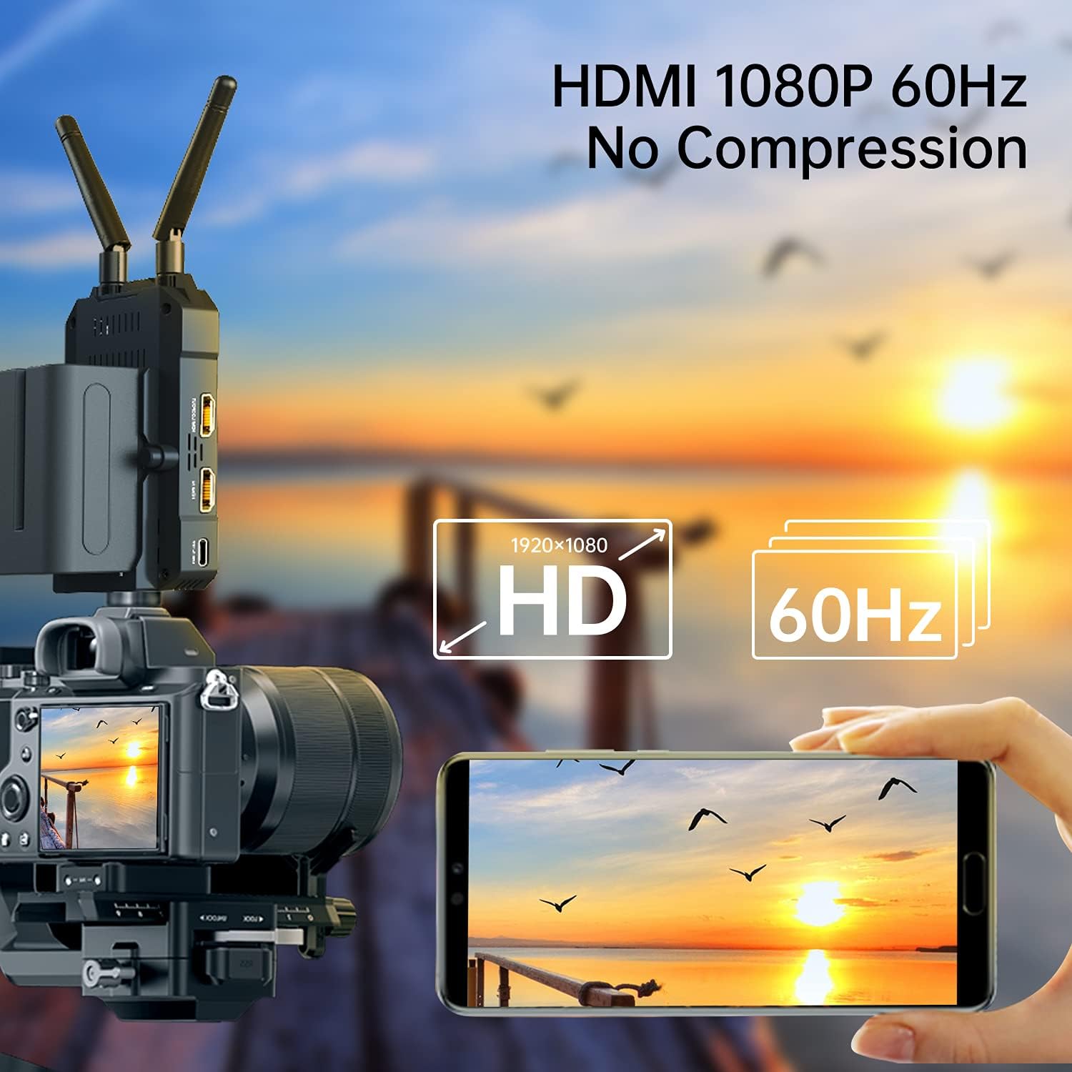 Hollyland Mars 300 PRO [Official] HDMI Loopout Wireless Video Transmitter and Receiver with 0.08S Low Latency, for Videographer Photographer Filmmaker Cinematographer(Enhanced)